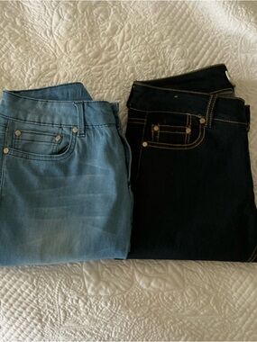 Two pair indigo Rein  Women's Skinny  - Stretch Denim long and capri